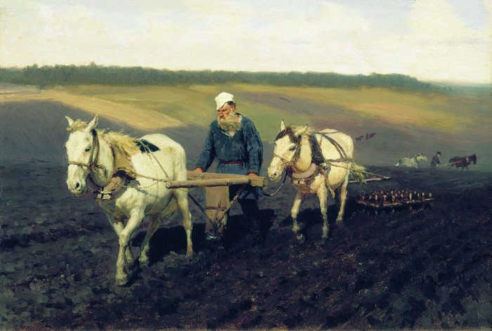 "Пахарь. Лев Николаевич Толстой на пашне", И.Е. Репин, 1887 / moiarussia.ru