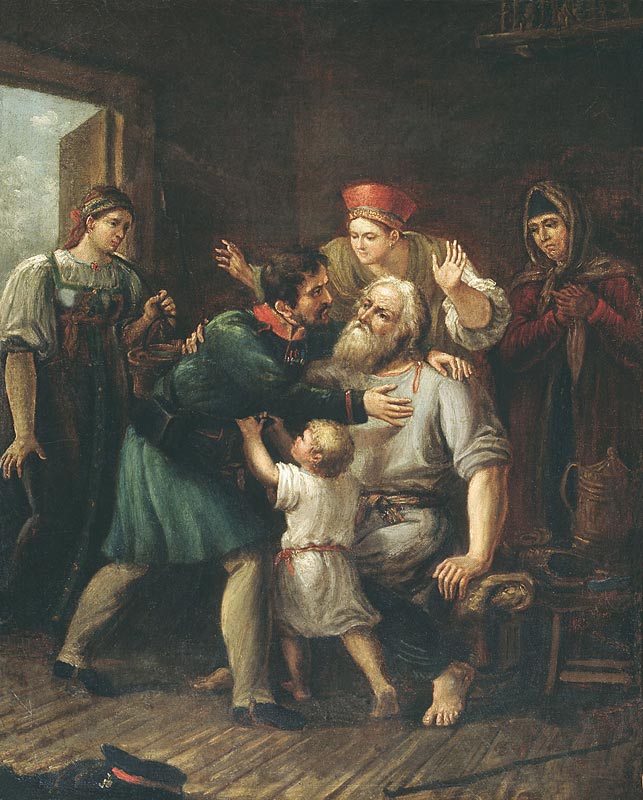 "Возвращение ратника в свое семейство", Иван Лучанинов, 1815г. / sovinformburo.com
