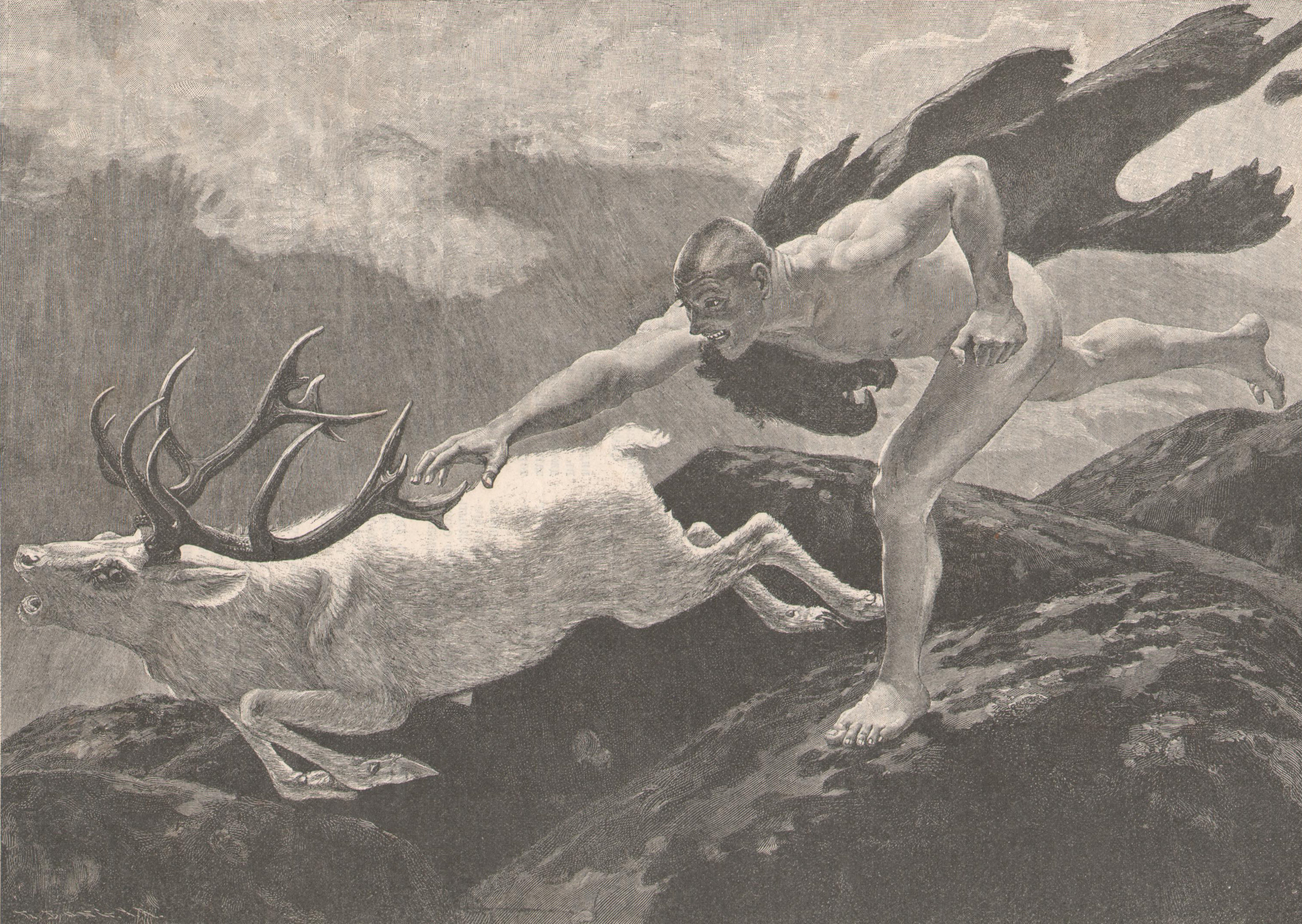 П. Шиндлер. Геракл и Керинейская лань. 1905. Копия «Нивы»