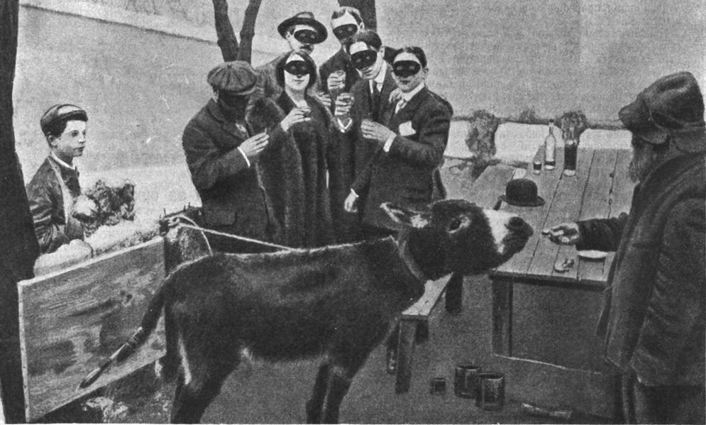 Осел в роли художника. Осел выражает в красках свои приятные вкусовые ощущения